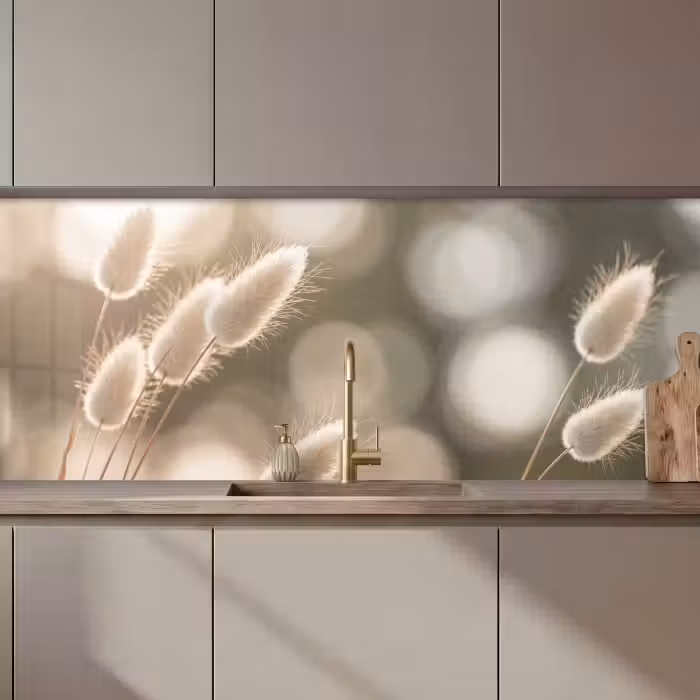 Keuken achterwand - Hazestaartgras - Wit - Zonlicht
