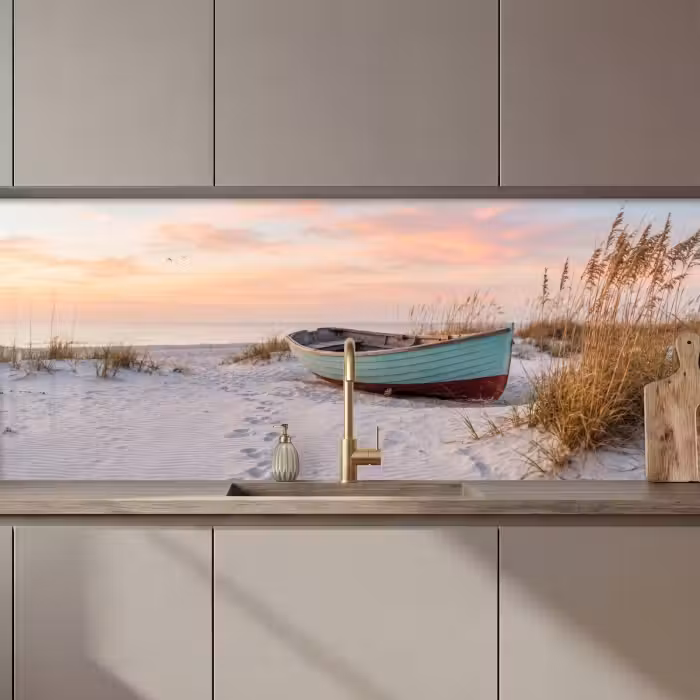 Keuken achterwand - Rustiek - Roeiboot - Zandstrand