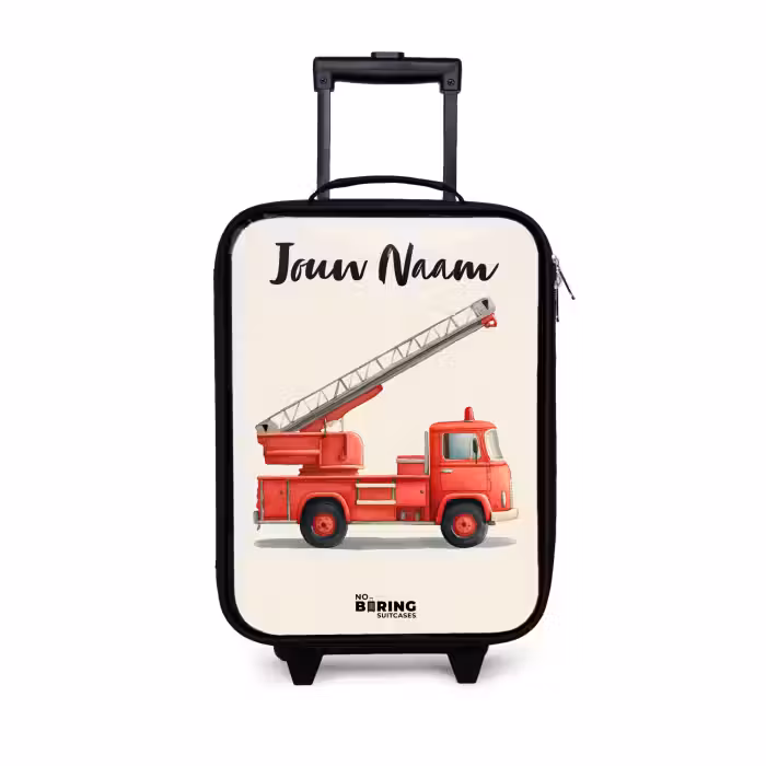 Kinderkoffers met naam - Brandweerwagen - Getekend - Rood