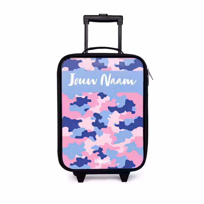Kinderkoffers met naam - Camouflage - Roze - Blauw