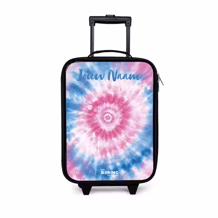 Kinderkoffers met naam - Tie dye - Abstract - Blauw - Roze