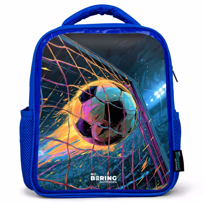 Kinderrugzak - Blauw - Neon - Net - Voetbal - Kleurrijk