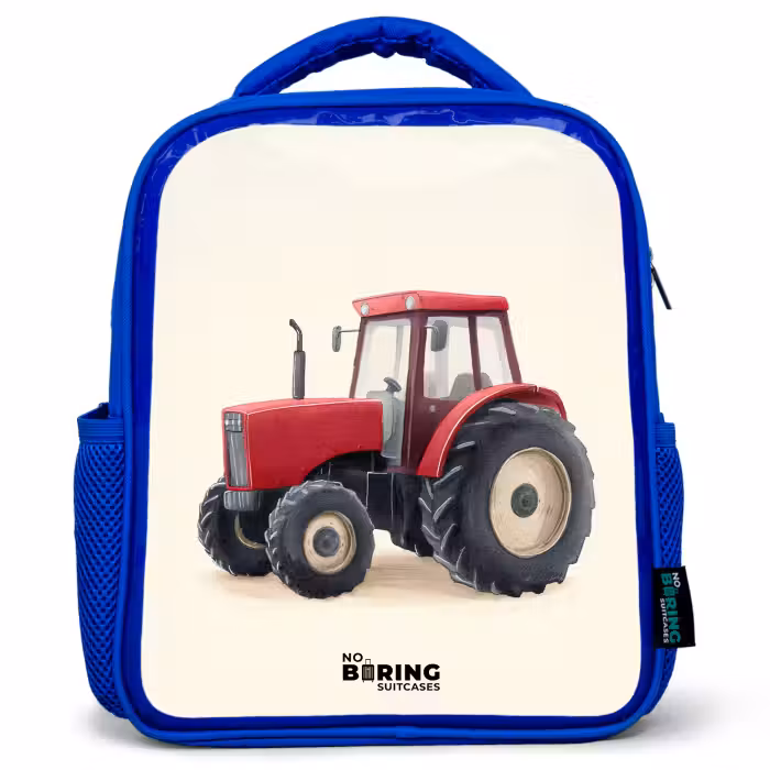 Kinderrugzak - Blauw - Tractor - Getekend - Rood