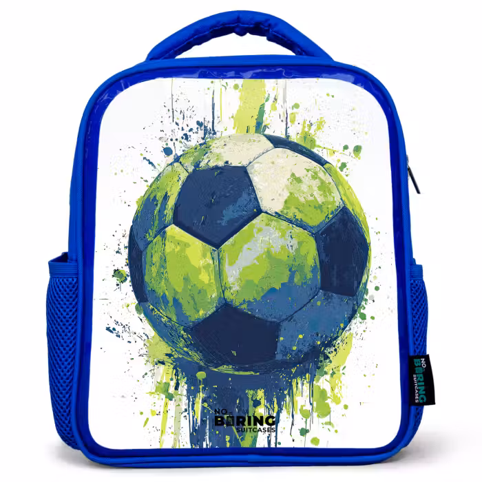 Kinderrugzak - Blauw - Voetbal - Verf - Groen - Blauw