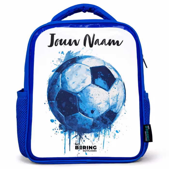 Kinderrugzak met naam - Blauw - Voetbalvibes - Inktspatten - Blauw