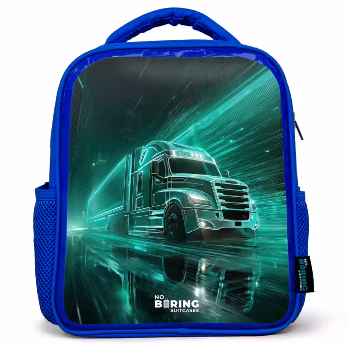 Kinderrugzak - Blauw - Vrachtwagen - Neon - Groen - Stad