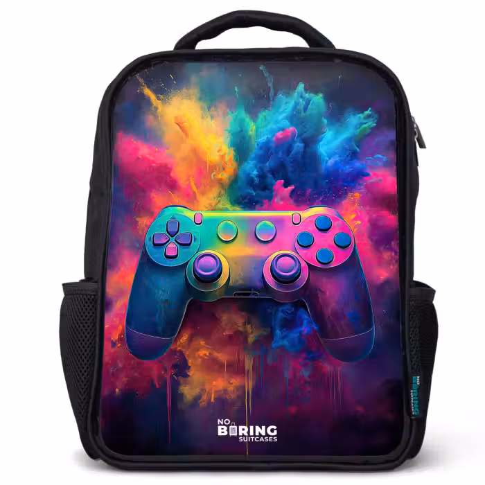Kinderrugzak - Zwart - Game - Controller - Kleurrijk - Explosie