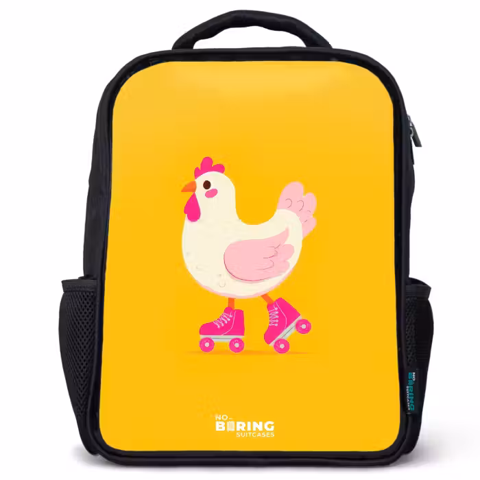 Kinderrugzak - Zwart - Kip - Rolschaatsen - Geel