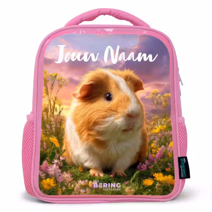 Kinderrugzak met naam - Roze - Cavia - Natuur - Dier
