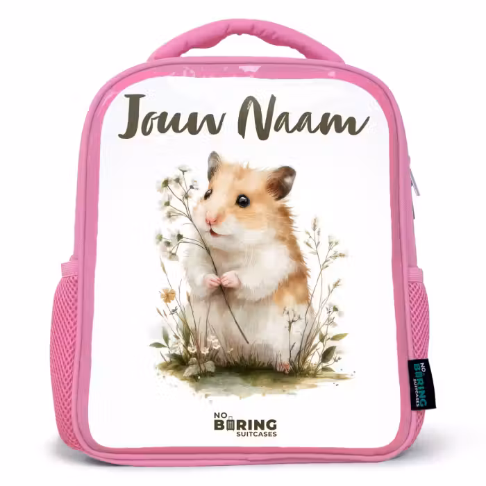 Kinderrugzak met naam - Roze - Dier - Natuur - Hamster
