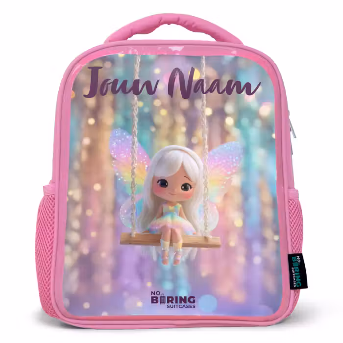 Kinderrugzak met naam - Roze - Fee - Elf - Regenboog