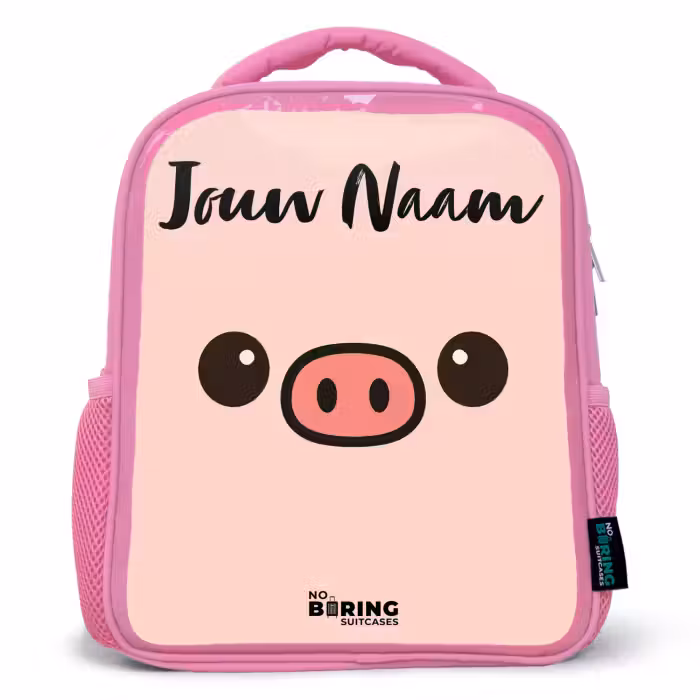 Kinderrugzak met naam - Roze - Kawai - Varken - Roze