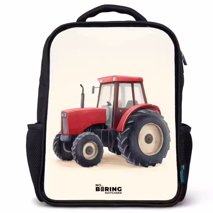 Kinderrugzak - Zwart - Tractor - Getekend - Rood