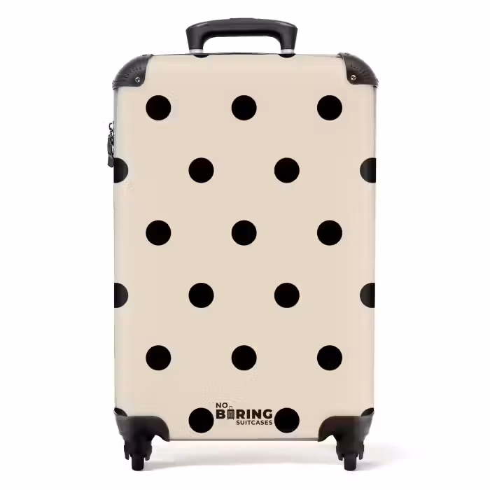 Koffer - Beige achtergrond met zwarte stippen