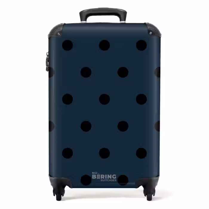 Koffer - Blauwe achtergrond met zwarte stippen