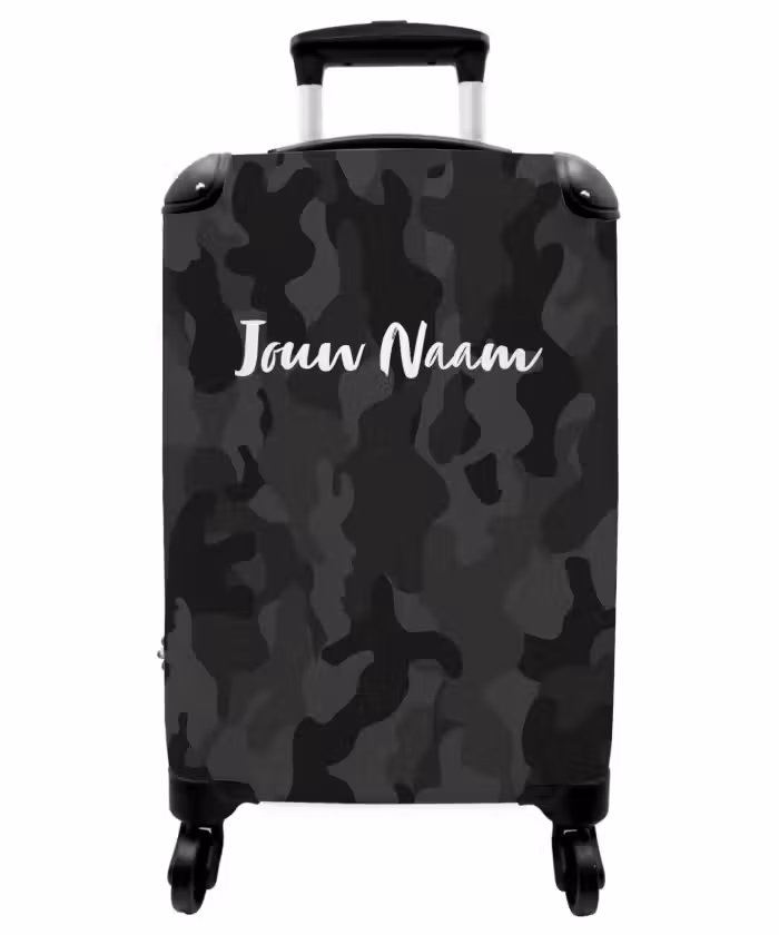 Koffer met naam - Groene camouflage print