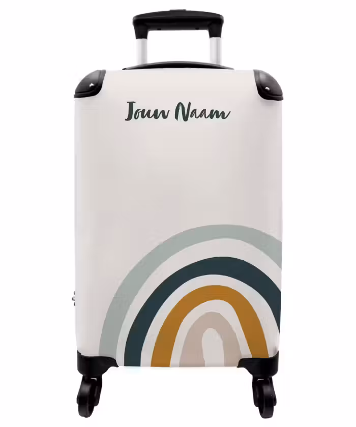 Koffer met naam - Ruwe regenboog aqua