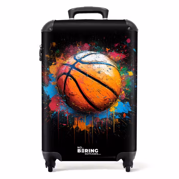 Koffer - Oranje basketbal te midden van verfspetters