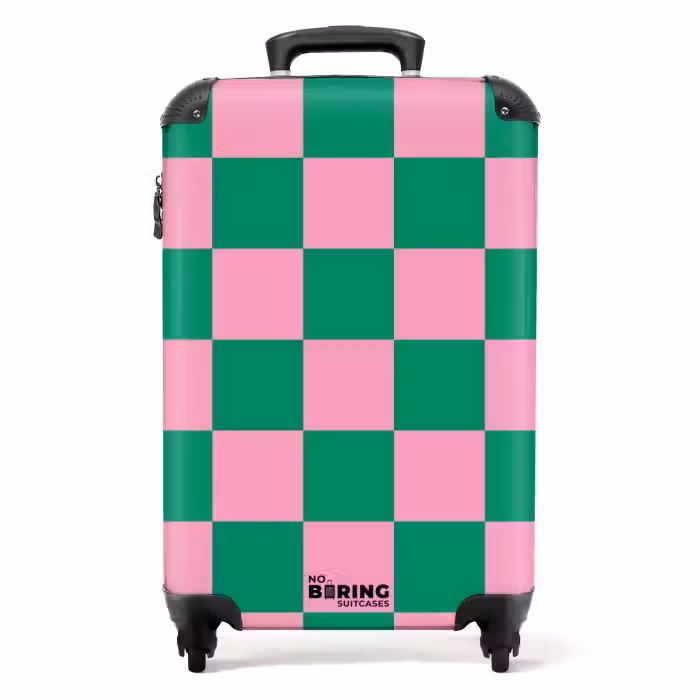 Koffer - Squares - Groen/roze