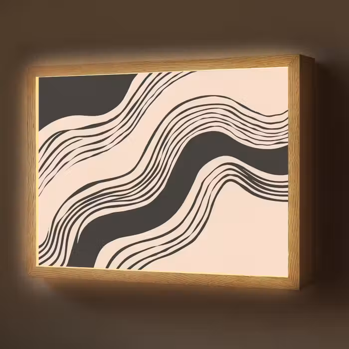Lightbox - Wandlamp - Golven - Zwart - Zandkleur