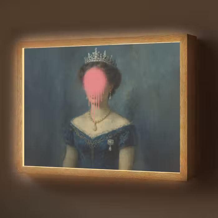 Lightbox - Wandlamp - Kroon - Roze druipend verf - Portret