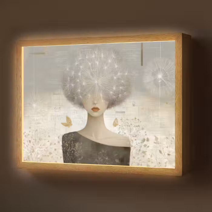 Lightbox - Wandlamp - Pluis - Vrouw - Beige