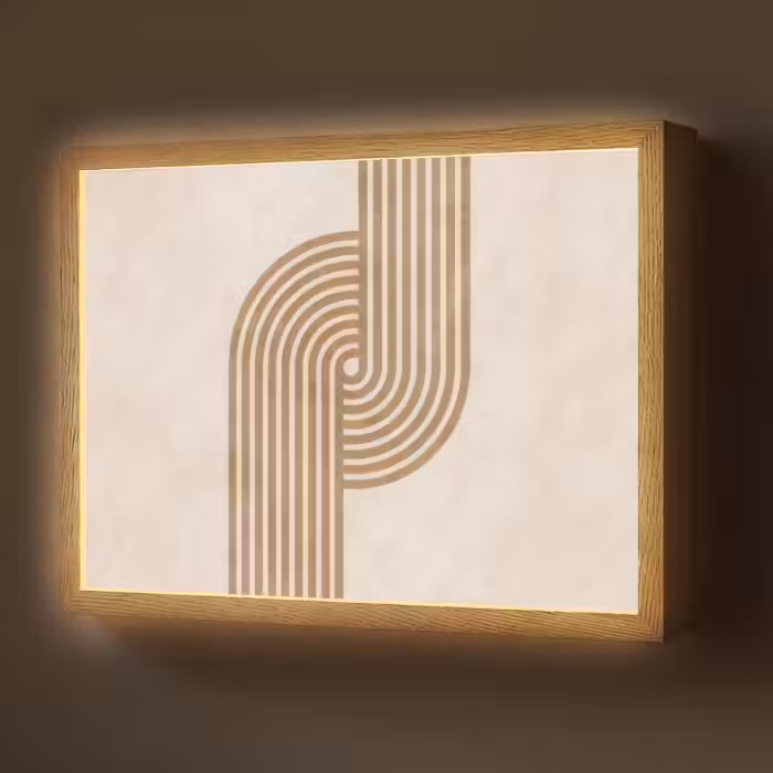 Lightbox - Wandlamp - Symmetrische bocht - Koperkleurig