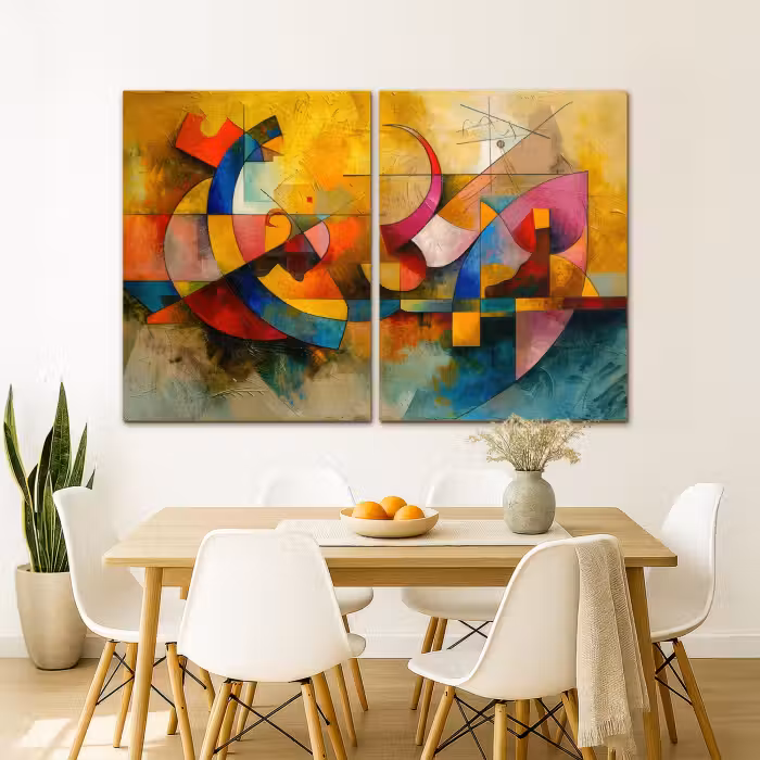 Meerluik schilderij -  2 luiken - Kleurrijk - Geometrisch - Abstract