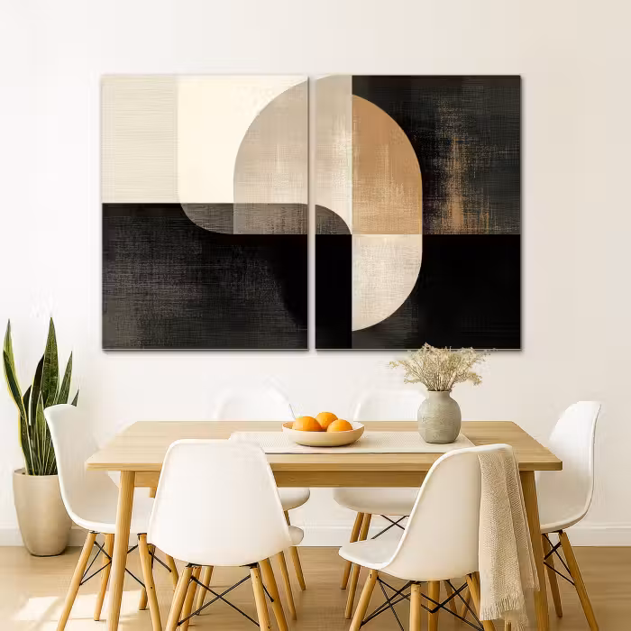Meerluik schilderij -  2 luiken - Vormen - Abstract - Goud