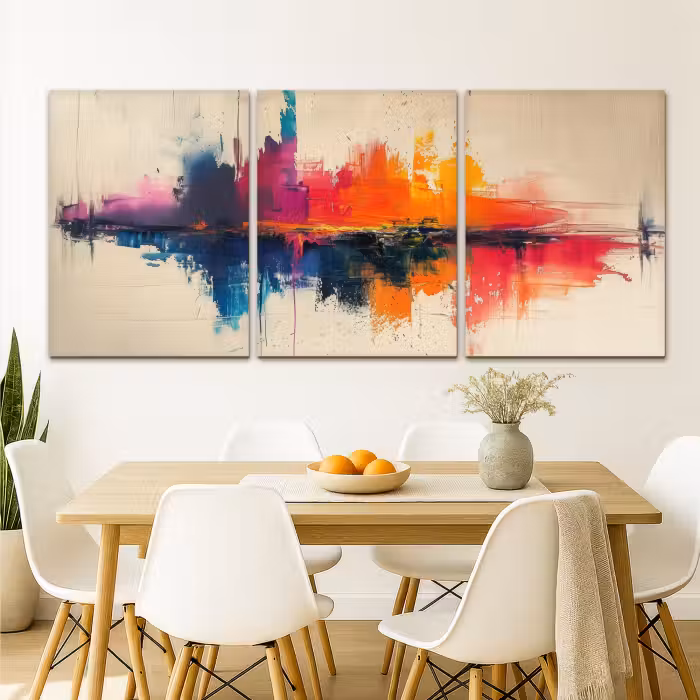 Meerluik schilderij -  3 luiken - Kleurrijk - Abstract - Verflook - Modern