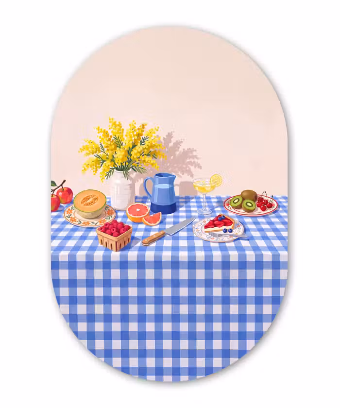 Muurovaal aluminium - Eten - Fruit - Zomer