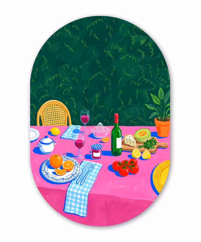 Muurovaal aluminium - Eten - Tafel - Illustratie
