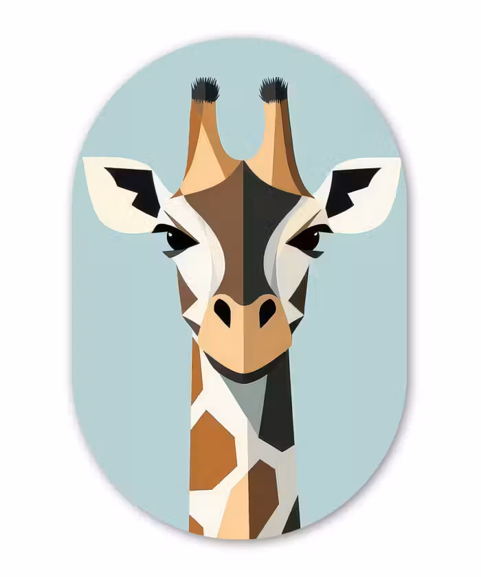 Muurovaal aluminium - Giraffe - Illustratie - Bruin - Minimalistisch
