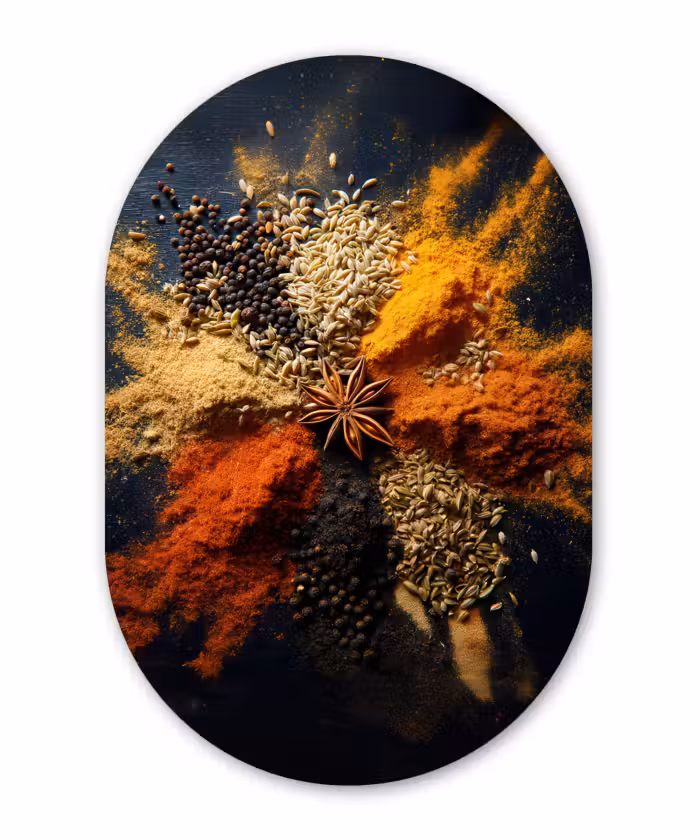 Muurovaal aluminium - Specerijen - Explosie - Oranje