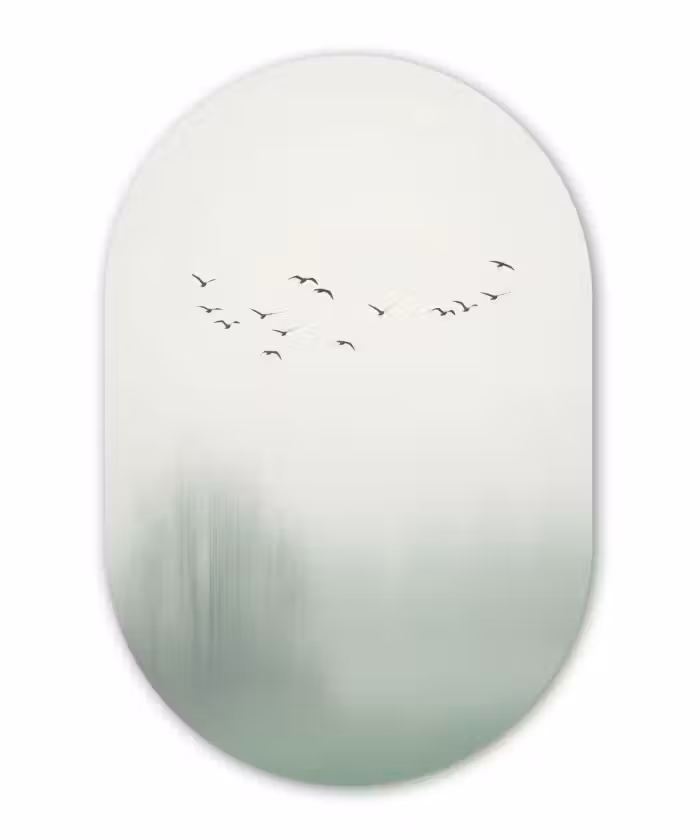 Muurovaal aluminium - Vogel - Vlucht - Natuur - Minimalistisch