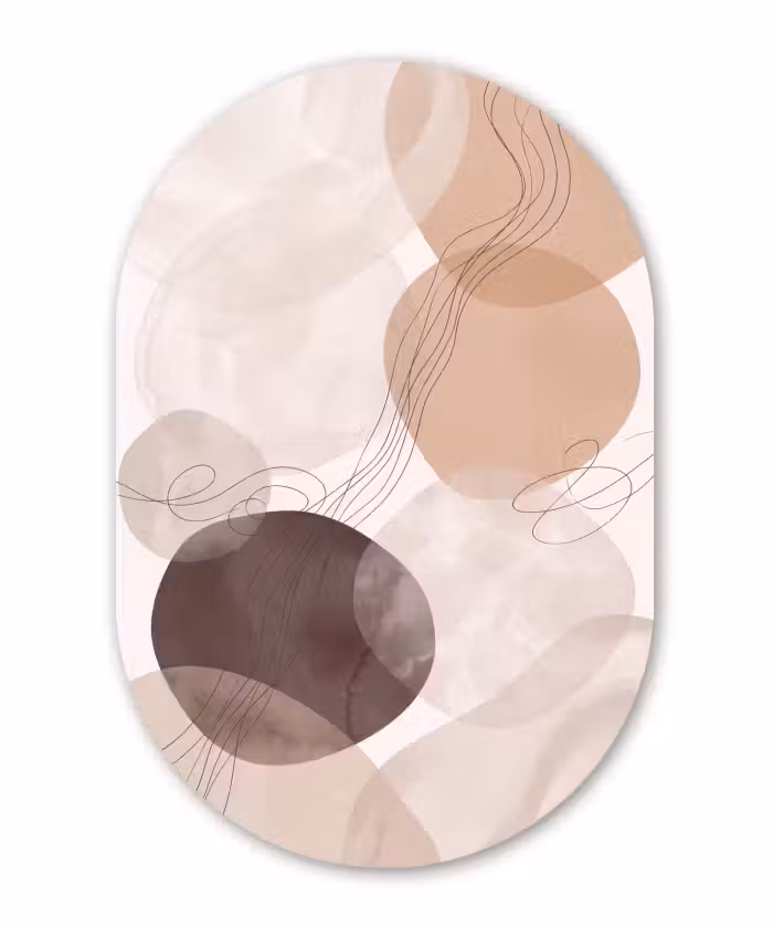 Muurovaal - Glas - Abstractie - Beige - Modern