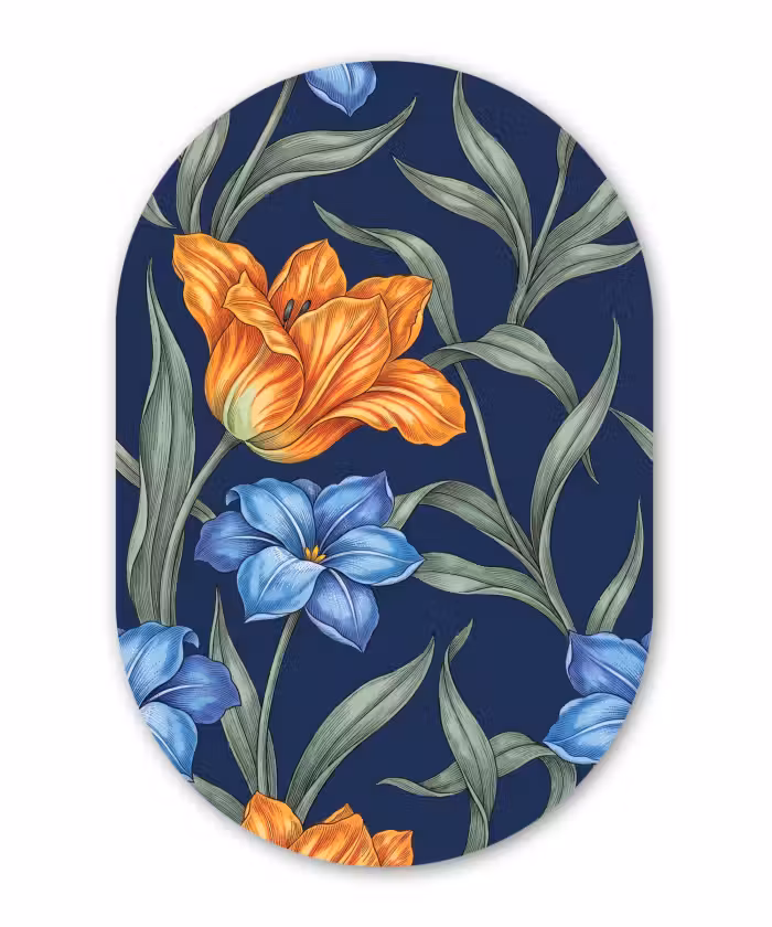 Muurovaal - Glas - Bloemen - Botanisch - Patroon