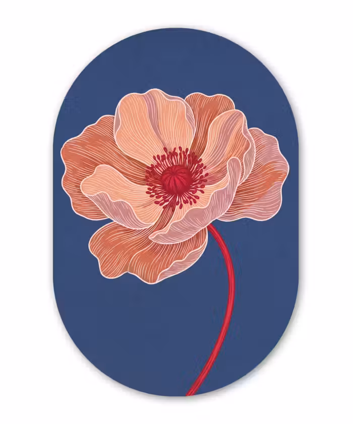Muurovaal - Glas - Bloemen - Modern - Abstract