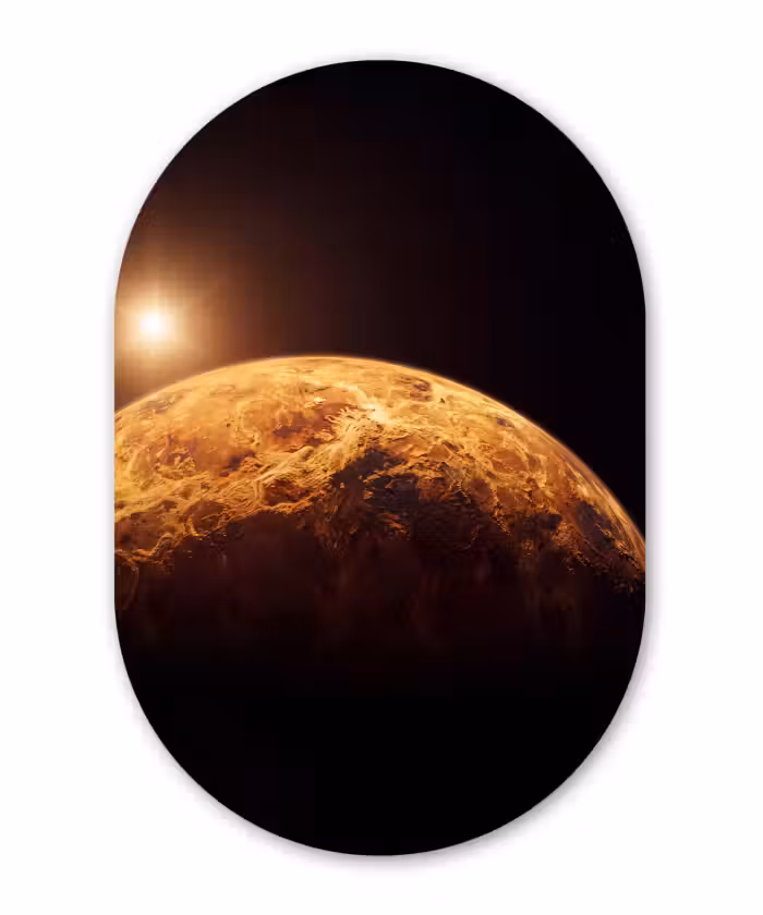 Muurovaal - Glas - Planeet - Ruimte - Oranje