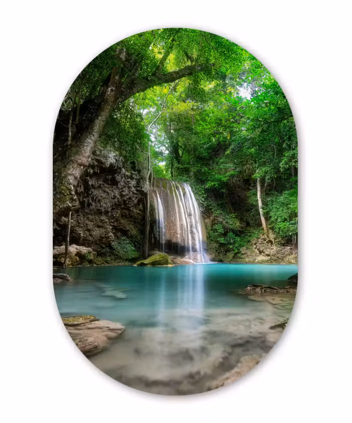 Muurovaal - Kunststof - Jungle - Waterval - Planten - Water - Natuur