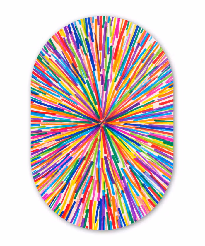 Muurovaal - Kunststof - Lijnen - Kleurrijk - Abstract