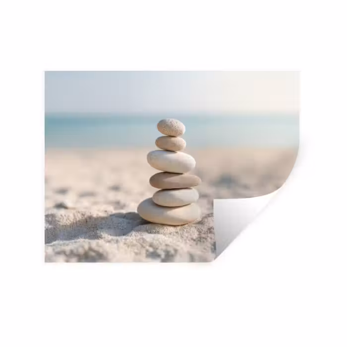 Muursticker - Stenen - Stapel - Zand - Zee