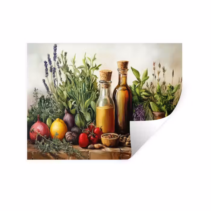 Muursticker - Stilleven - Kruiden - Specerijen - Fruit - Kleurrijk