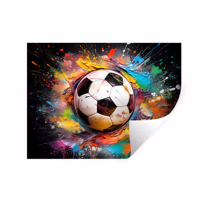 Muursticker - Voetbal - Verf - Kleuren - Zwart - Wit