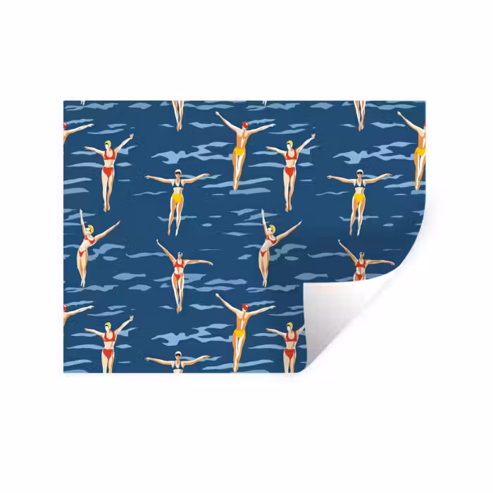 Muursticker - Zwemsters- Retro - Blauw