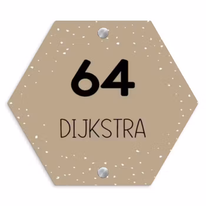 Naambordje voordeur - Hexagon - Beige met stippen - Modern