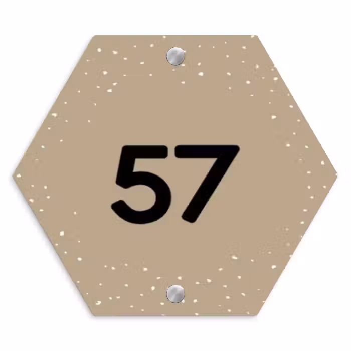 Naambordje voordeur - Hexagon - Beige met stippen - Traditioneel