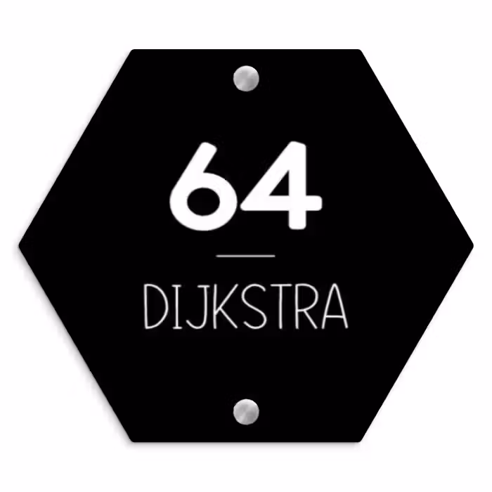 Naambordje voordeur - Hexagon - Zwart vlak - Modern