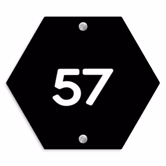 Naambordje voordeur - Hexagon - Zwart vlak - Traditioneel