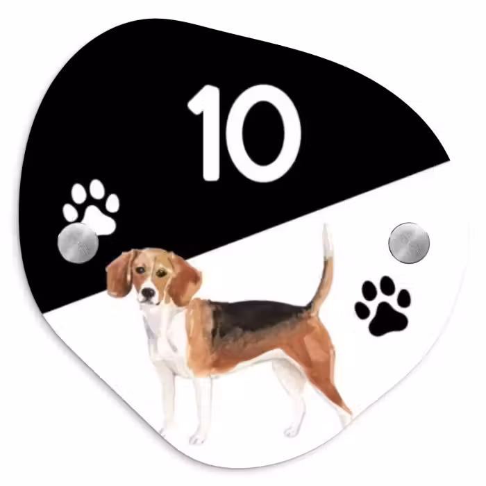 Naambordje voordeur - Organisch - Zwart wit - Huisdier - Beagle